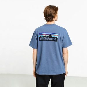 Patagonia P 6 Logo Organic T Shirt Pigeon Blue